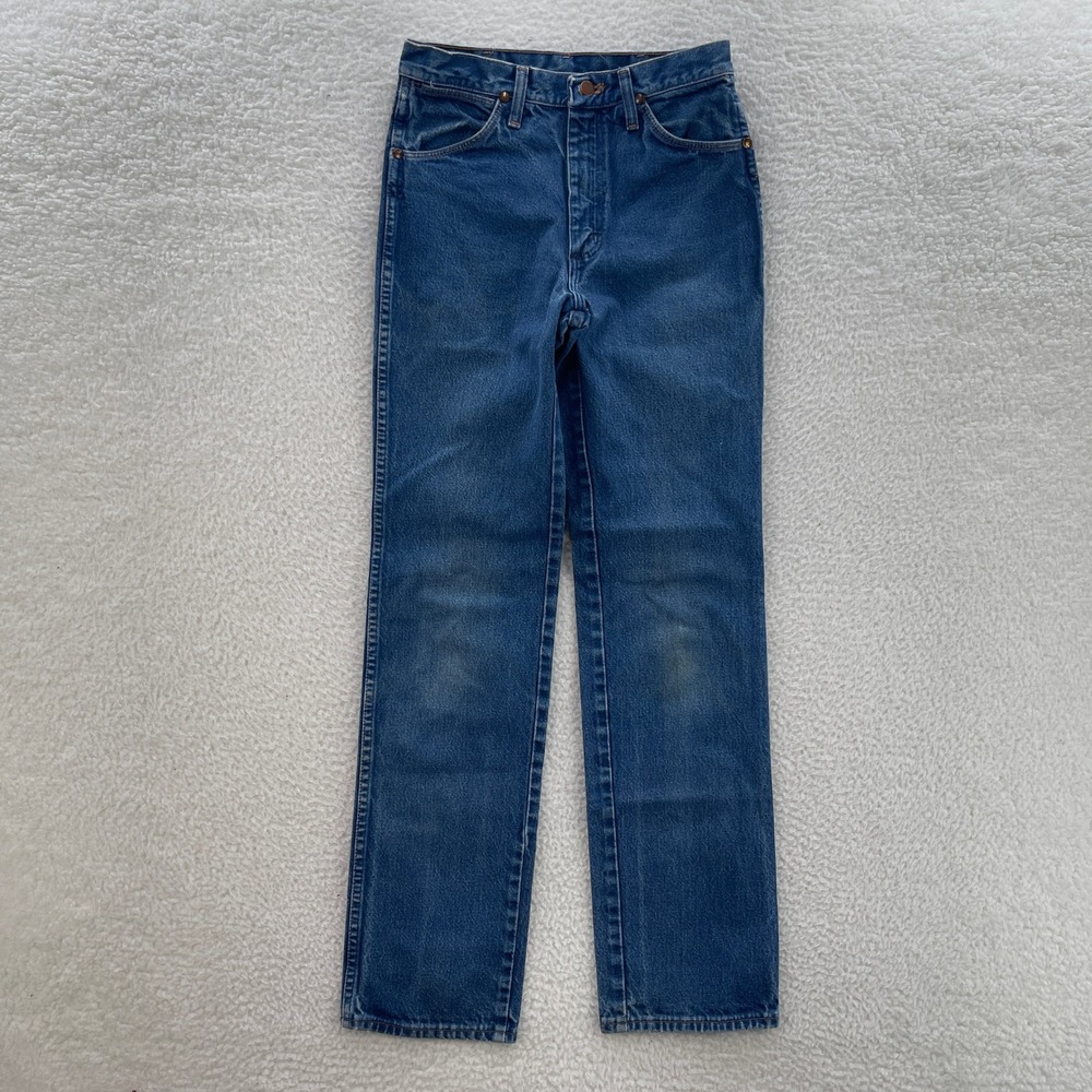 Vintage Wrangler Jeans 28x32* Blue Cowboy Cut Slim Fit Western Rodeo USA Made